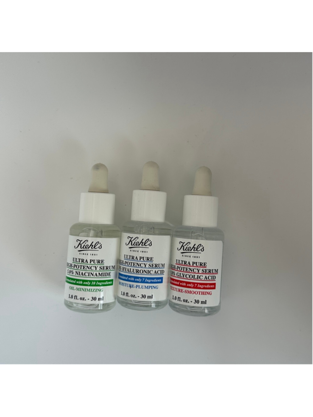 Kiehl’s Ultra Pure Serum Trio 30ml Niacinamide Hyaluronic Glycolic NEW w/ pouch